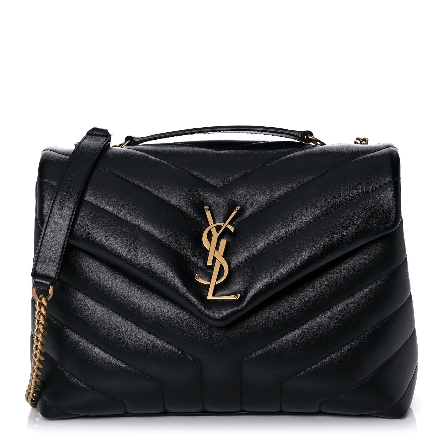 Saint Laurent Calfskin Y Quilted Monogram Small Loulou Chain Satchel Black 1 of 11