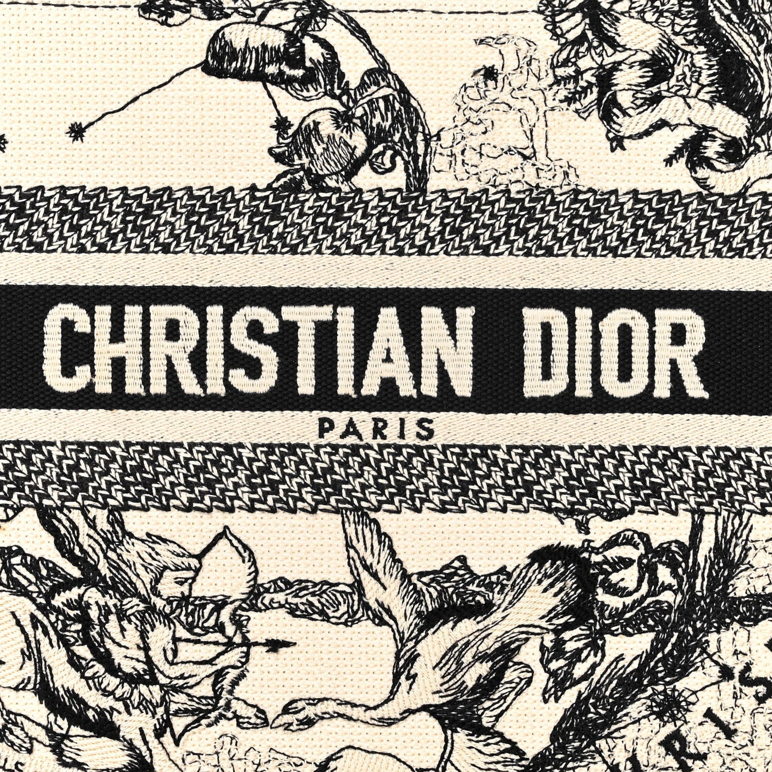 Christian Dior Canvas Embroidered Small Zodiac Toile De Jouy Book Tote Latte 8 of 11