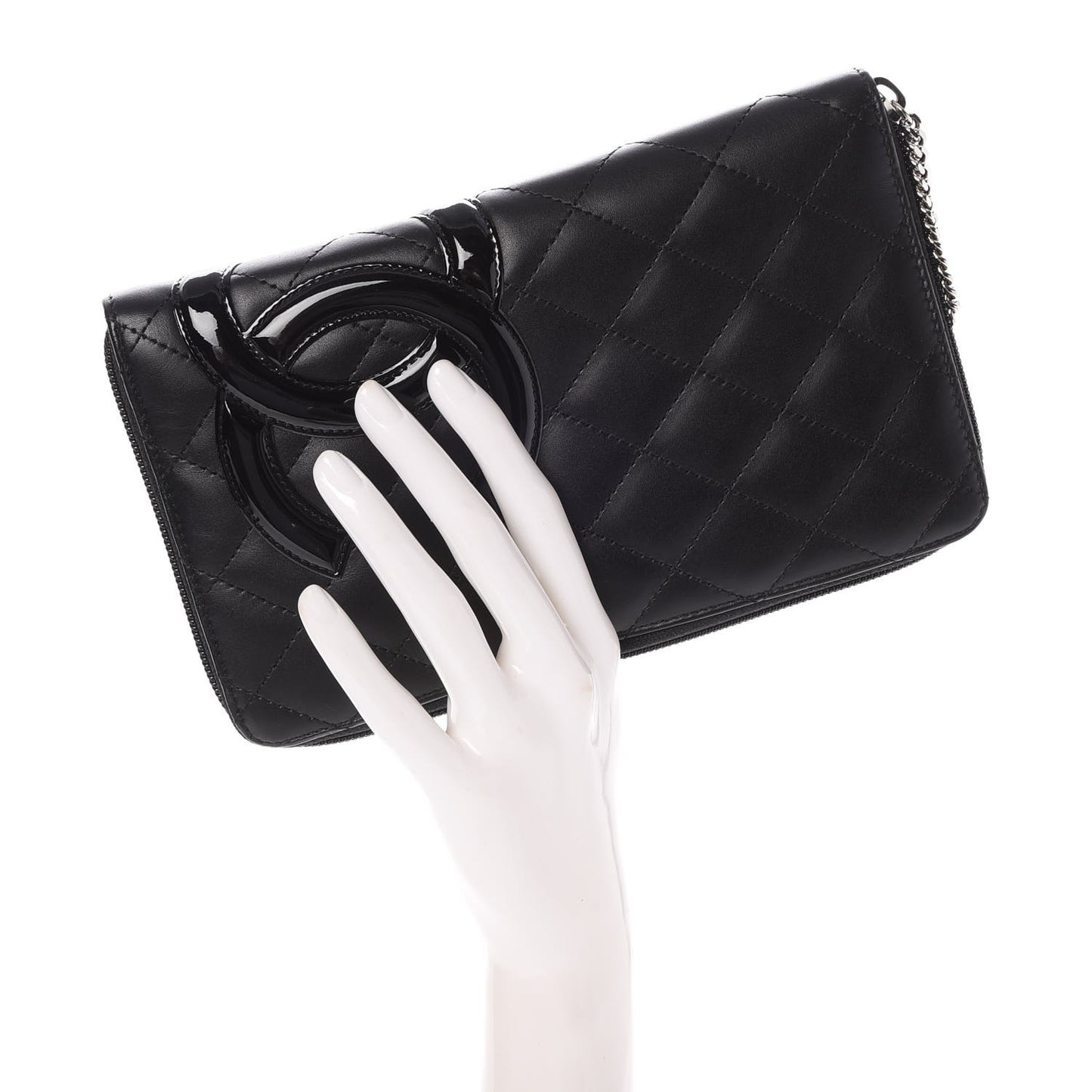 Calfskin Cambon Zip Around Organizer Wallet Black