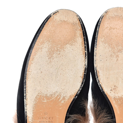 Gucci Velvet Fur Womens Princetown Slippers 41 Black 10 of 12