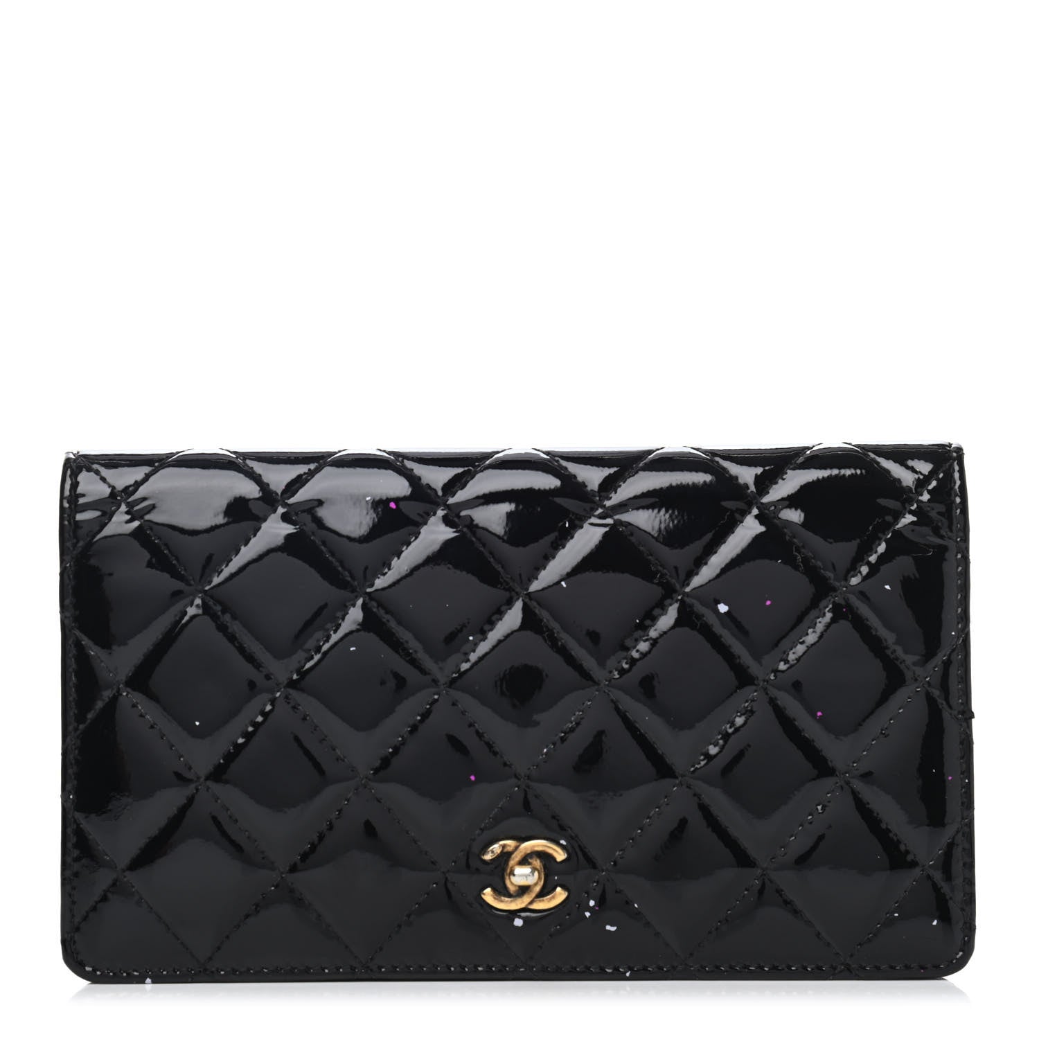 Chanel Patent Calfskin Quilted Yen Wallet Black 1 of 4