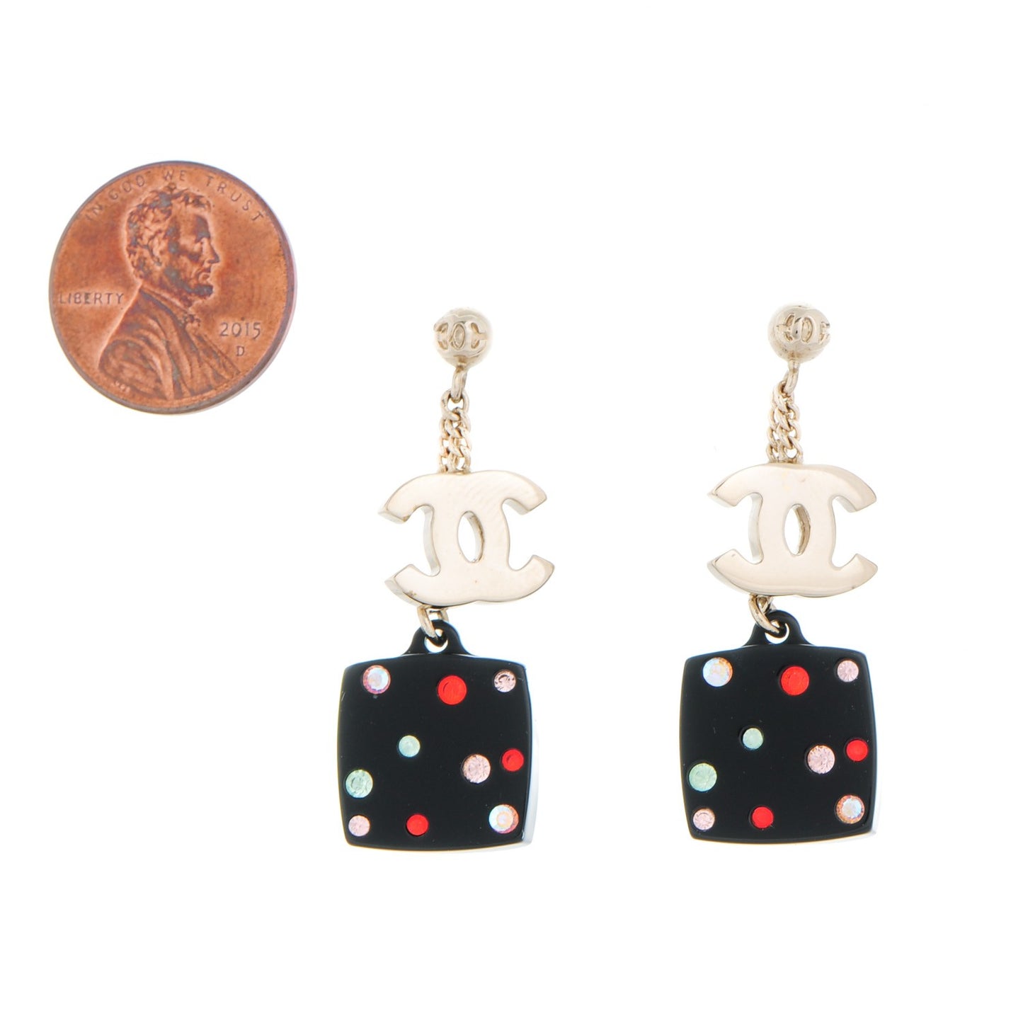 Mirror CC Drop Earrings Multicolor Gold