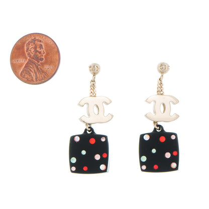 Chanel Mirror CC Drop Earrings Multicolor Gold 2 of 5