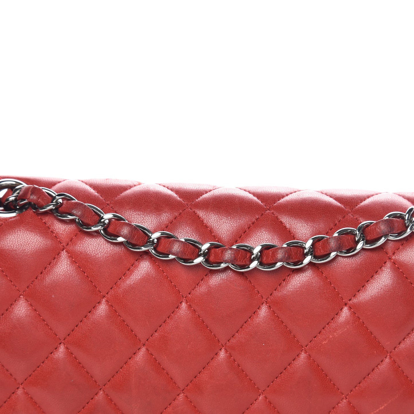 Lambskin Quilted Medium Double Flap Red