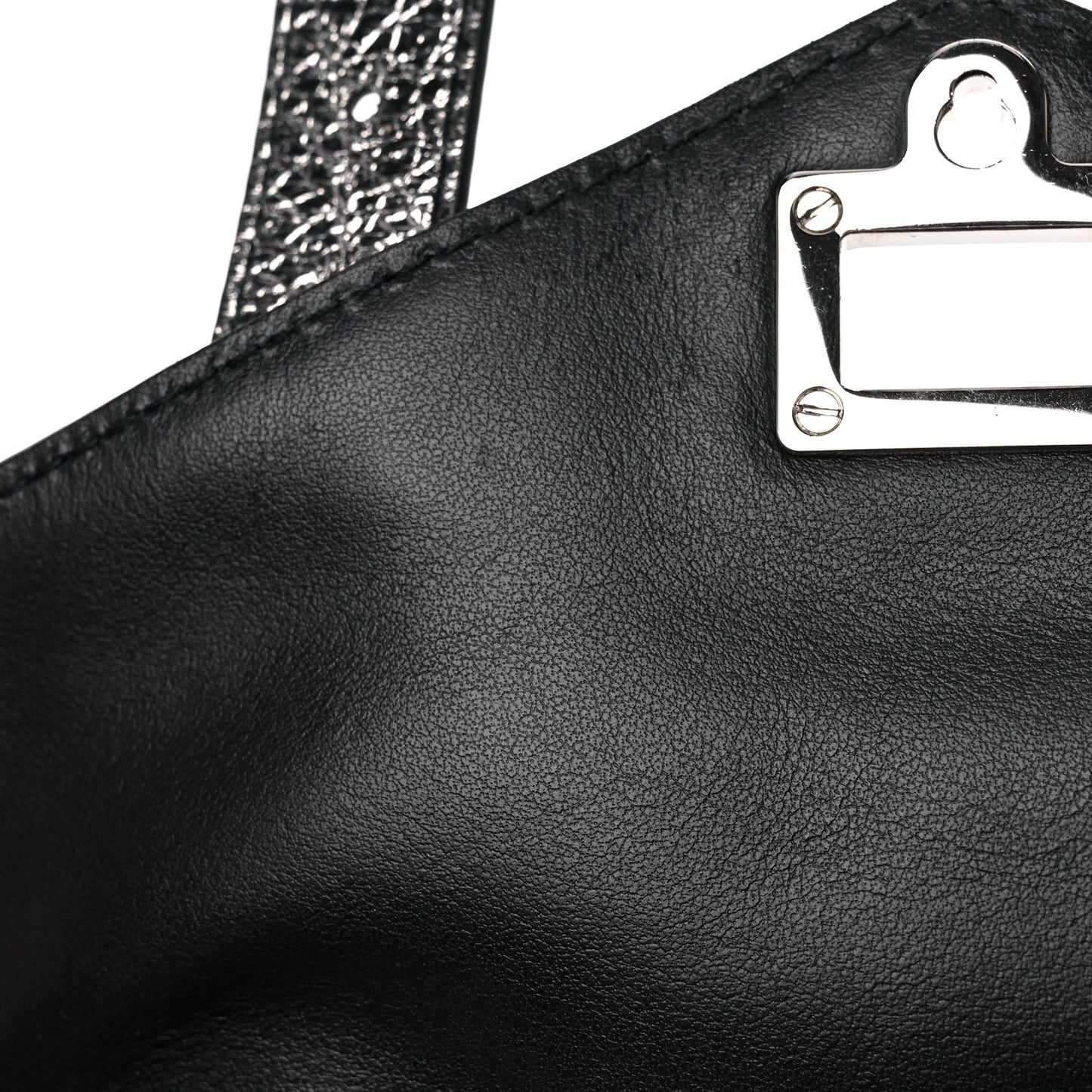 Metallic Paper Lambskin PS1 Mini Pouch Messenger Dark Silver