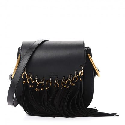 Chloe Calfskin Small Hudson Fringe Shoulder Bag Black 1 of 12