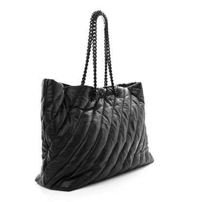 Balenciaga Crushed Calfskin Quilted Matte Black Hardware Large Crush Carry All Tote Bag Black 3 of 9