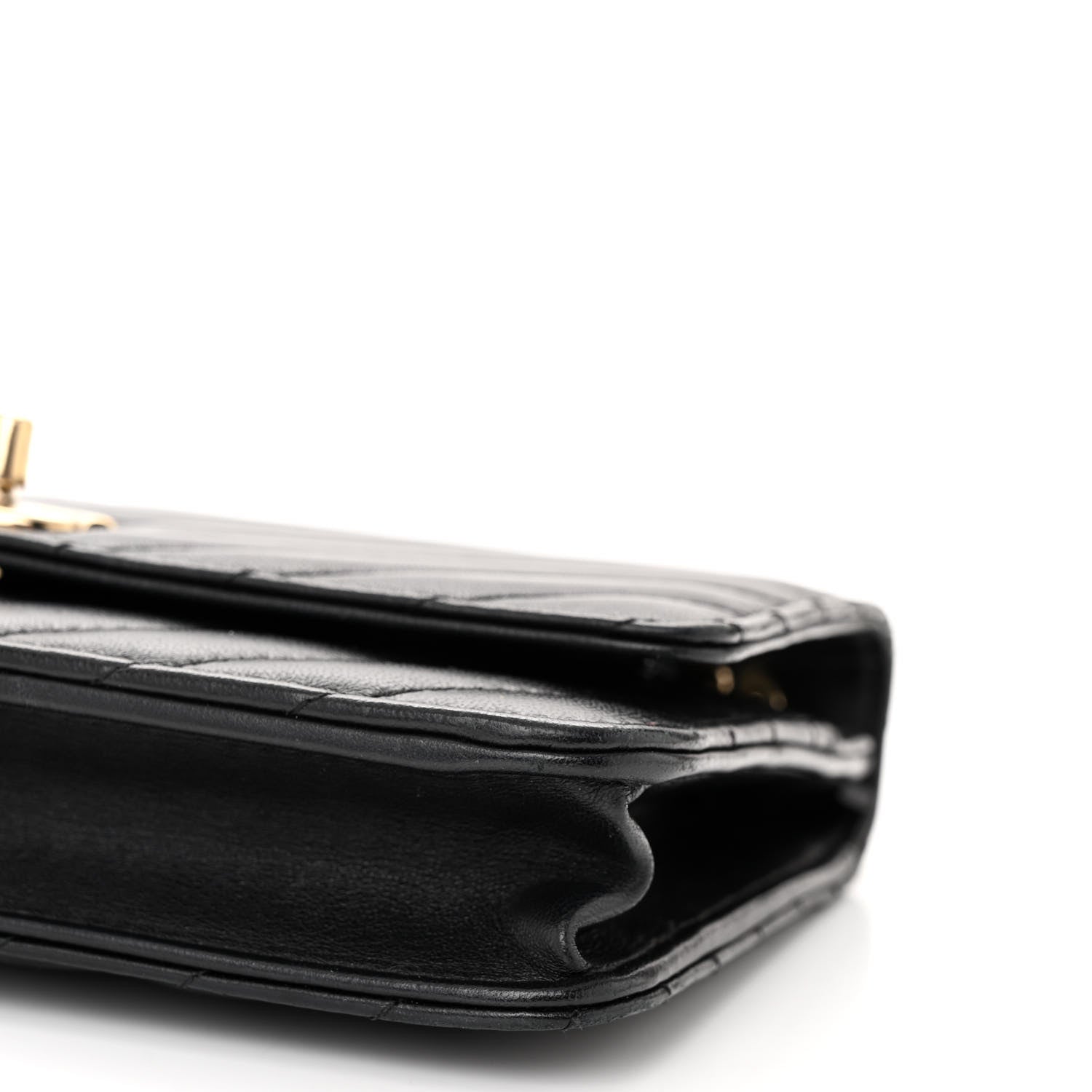Chanel Lambskin Chevron Quilted Trendy CC Wallet On Chain WOC Black 10 of 10