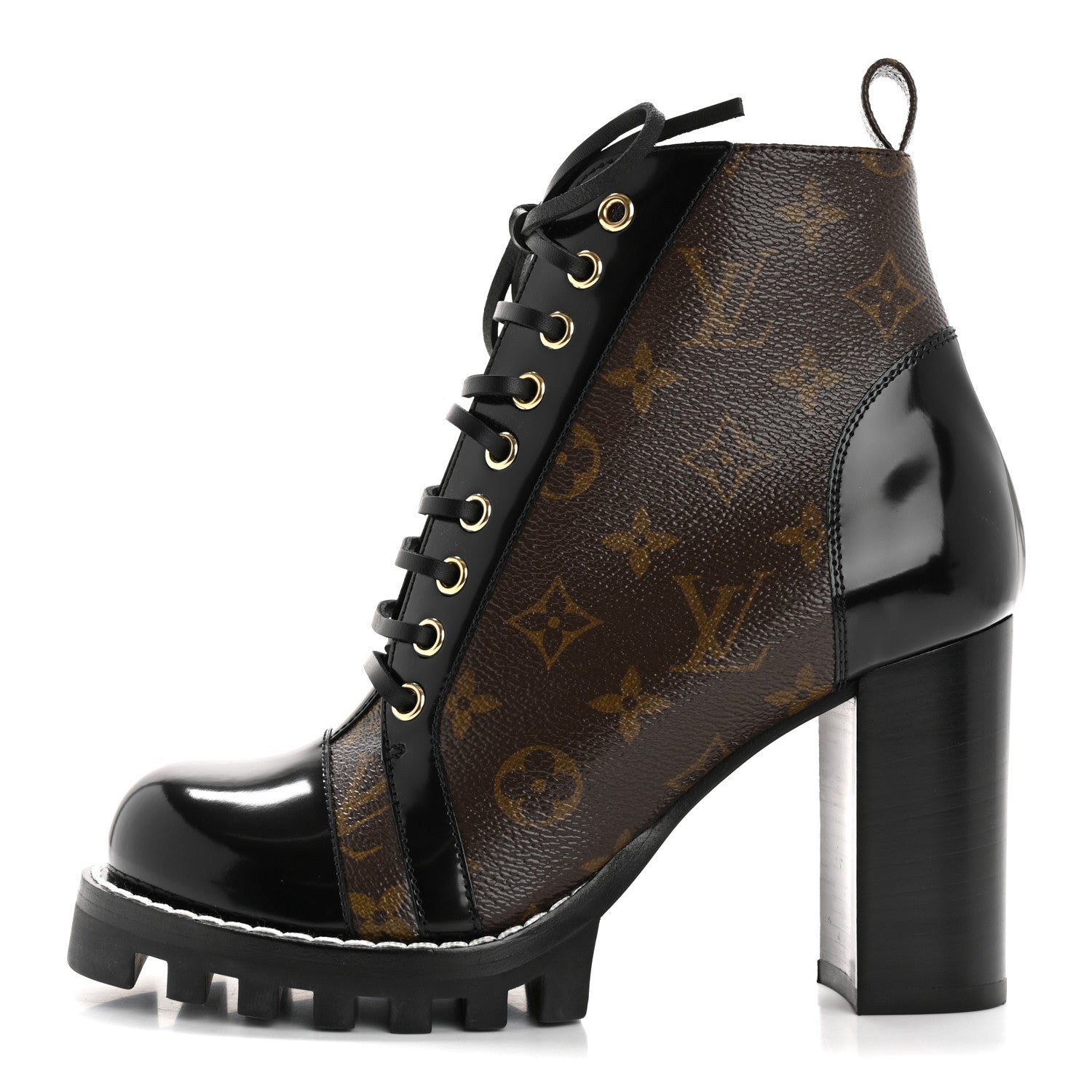 Louis Vuitton Patent Calfskin Monogram Star Trail Ankle Boots 38.5 Black 1 of 10