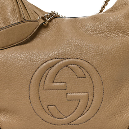 Gucci Pebbled Calfskin Medium Soho Chain Hobo Camelia 8 of 10