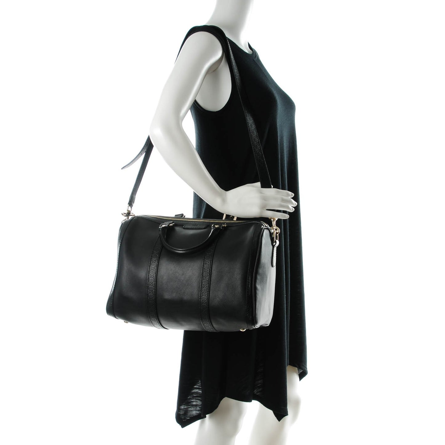 Calfskin Microguccissima Trim Medium Boston Black