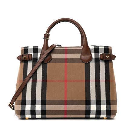Burberry House Check Grainy Calfskin Medium Banner Tote Tan 1 of 15