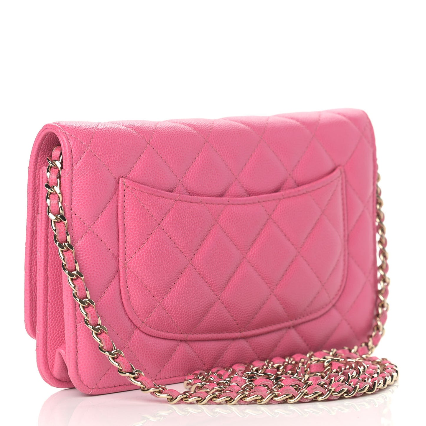 Caviar Quilted Wallet on Chain WOC Pink