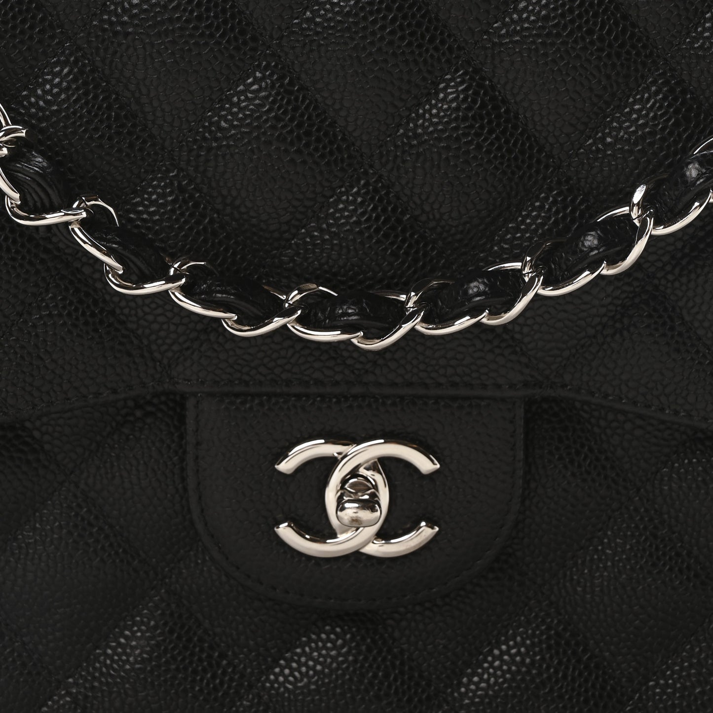 Caviar Quilted Jumbo Double Flap Black