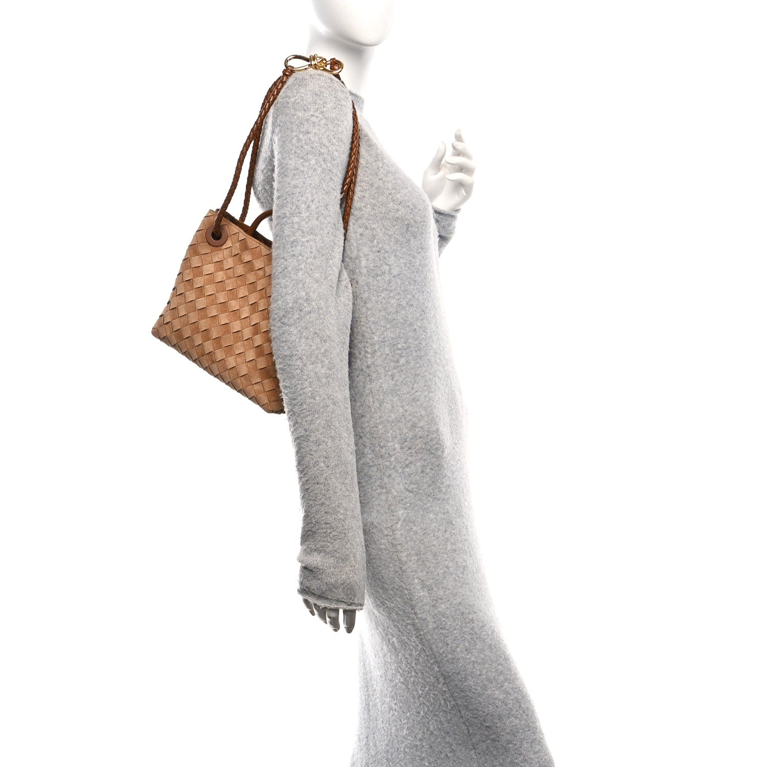 Bottega Veneta Suede Intrecciato Small Andiamo Shoulder Bag Amber 2 of 9