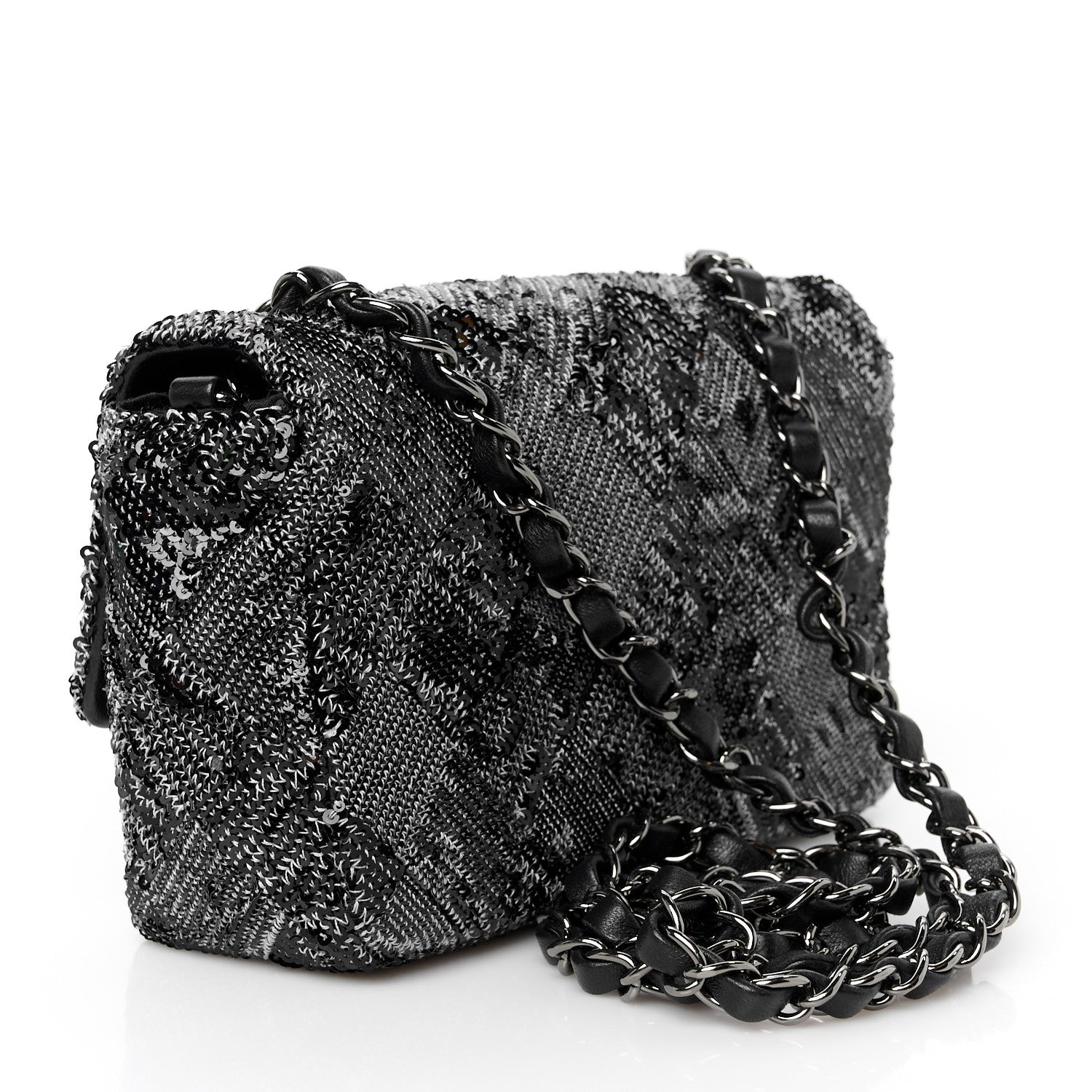 Chanel Sequin Mini Rectangular Single Flap Black 4 of 12