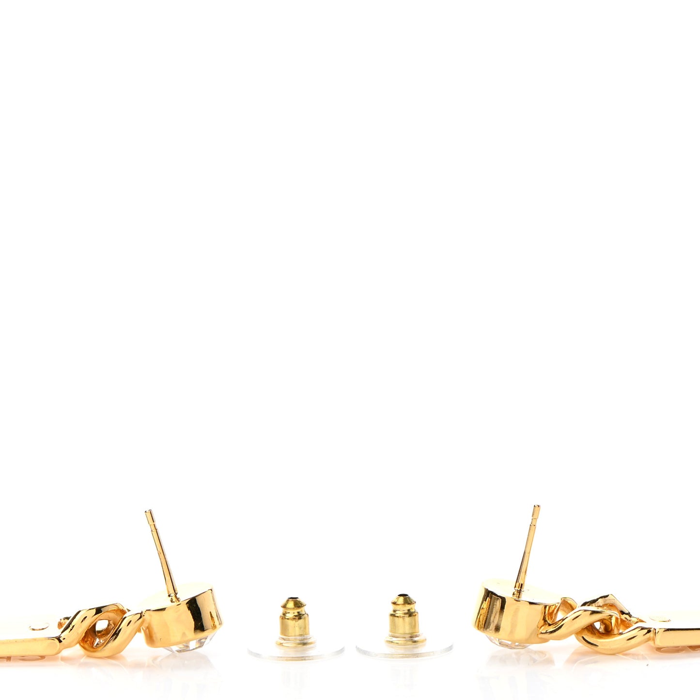 Crystal Tag Drop Earrings Gold