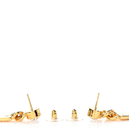 Chanel Crystal Tag Drop Earrings Gold 3 of 5