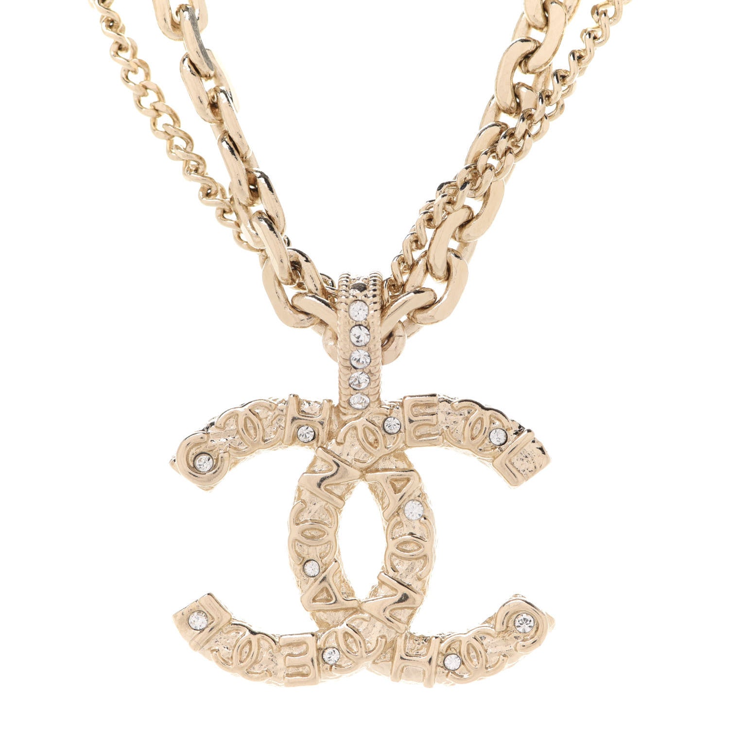 Chanel Crystal CC Multi Strand Chain Necklace Gold 4 of 6