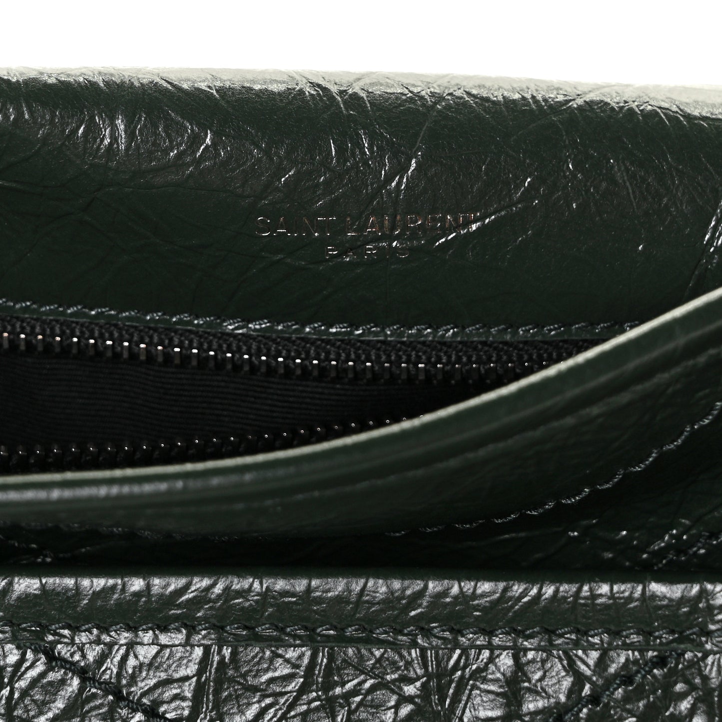 Crinkled Calfskin Matelasse Monogram Medium Niki Chain Satchel Dark Green