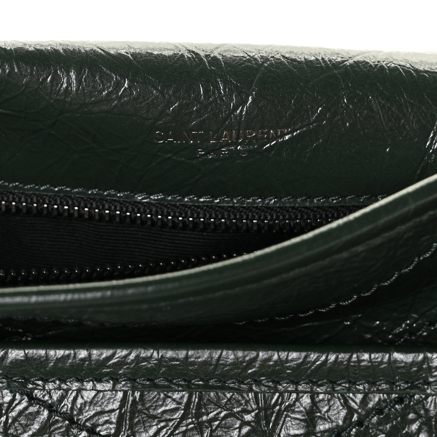 Saint Laurent Crinkled Calfskin Matelasse Monogram Medium Niki Chain Satchel Dark Green 6 of 11