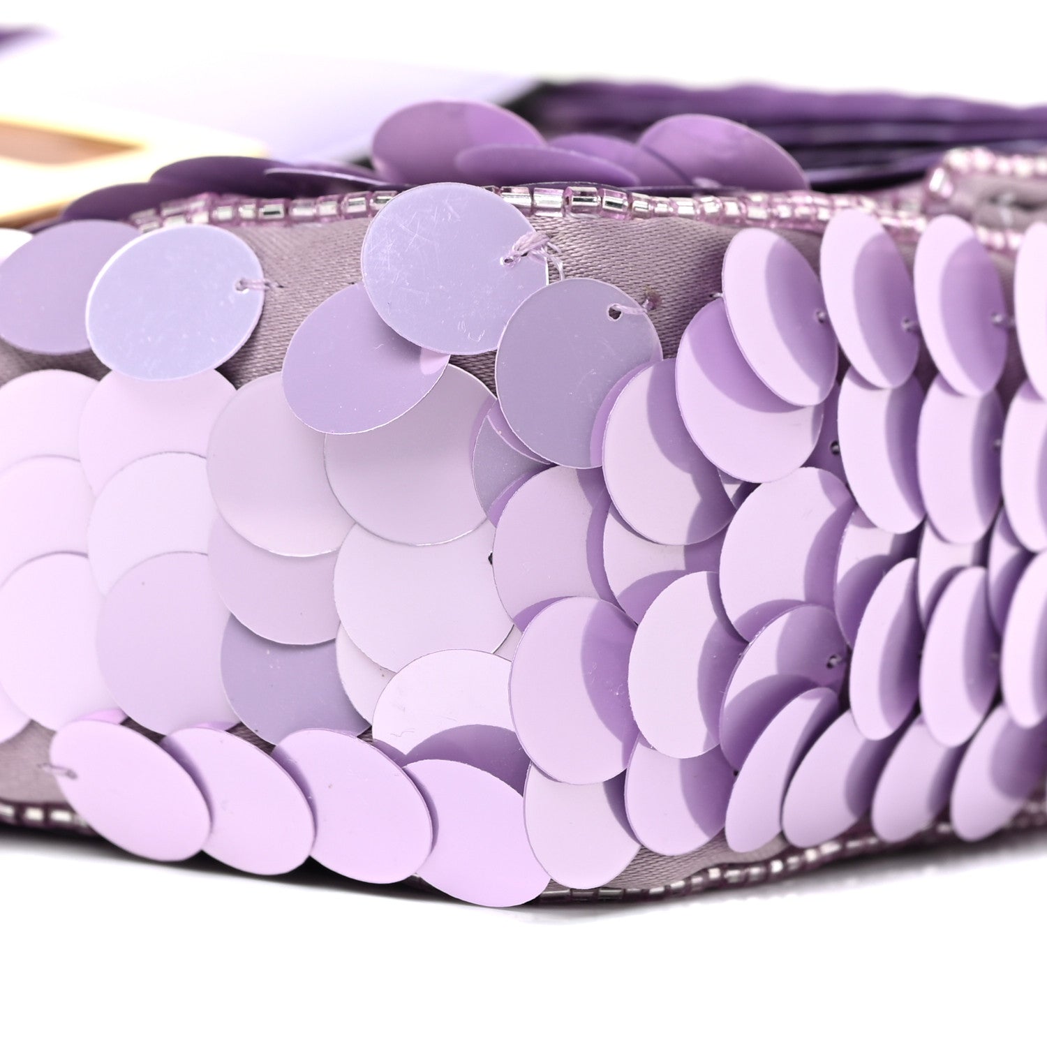 Fendi Satin Sequin Paillettes Shiny Nappa Mini Baguette 1997 Lilla 10 of 18