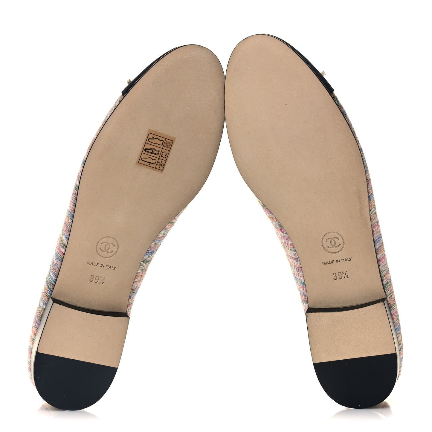 Sequin Grosgrain Cap Toe Ballerina Flats 39.5 Black Multicolor