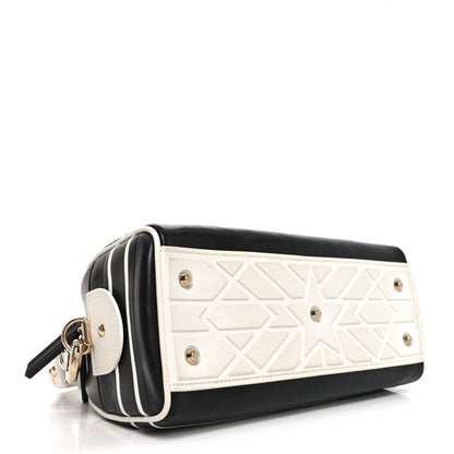 Christian Dior Calfskin Small Dior Vibe Zip Bowling Bag Black White 4 of 10