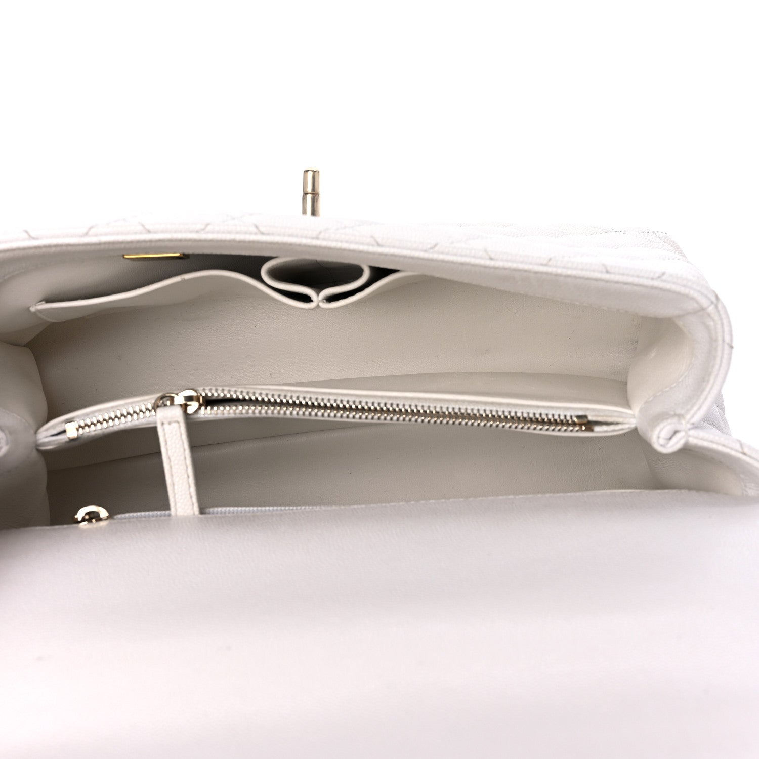 Chanel Caviar Quilted Small Coco Handle Flap White 5 of 20