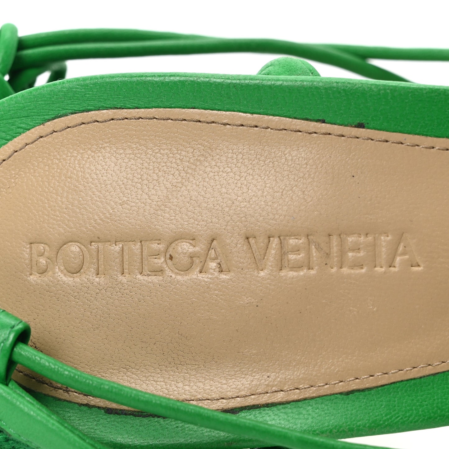 Mesh Nappa Stretch Ankle Tie 90mm Sandals 40.5 Grass
