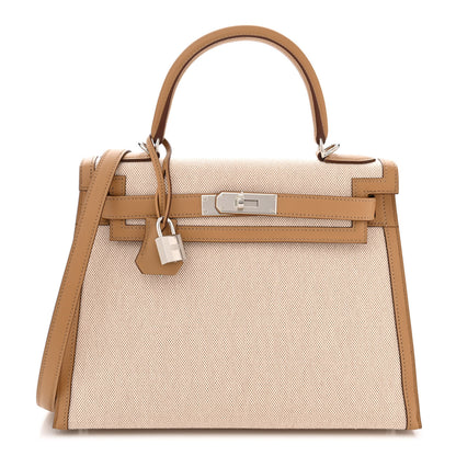 Hermes Toile H Swift Kelly Sellier 28 Ecru Biscuit 1 of 11