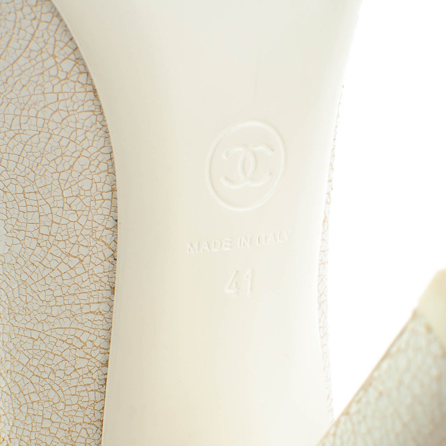 Crackled Calfskin Cap Toe Pumps 41 White