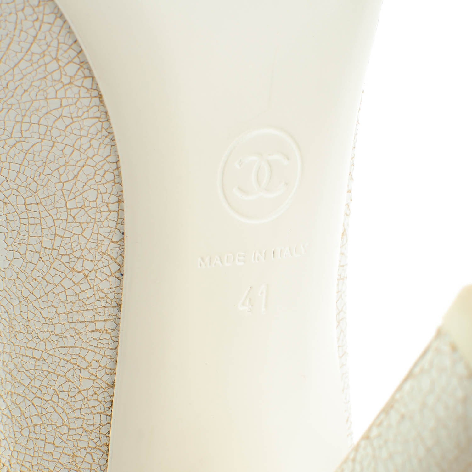 Chanel Crackled Calfskin Cap Toe Pumps 41 White 7 of 9