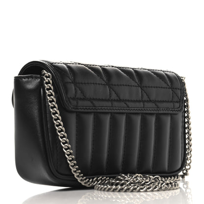 Gucci Calfskin Matelasse Aria Super Mini GG Marmont Shoulder Bag Black 3 of 11