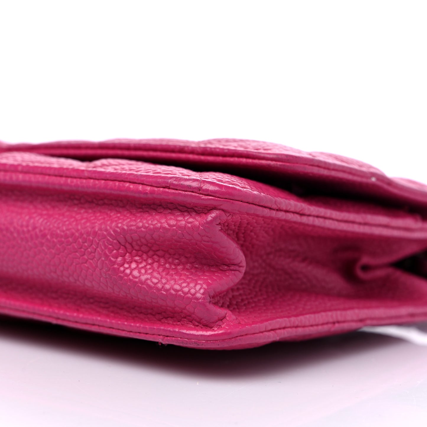 Iridescent Caviar Quilted Wallet on Chain WOC Pink