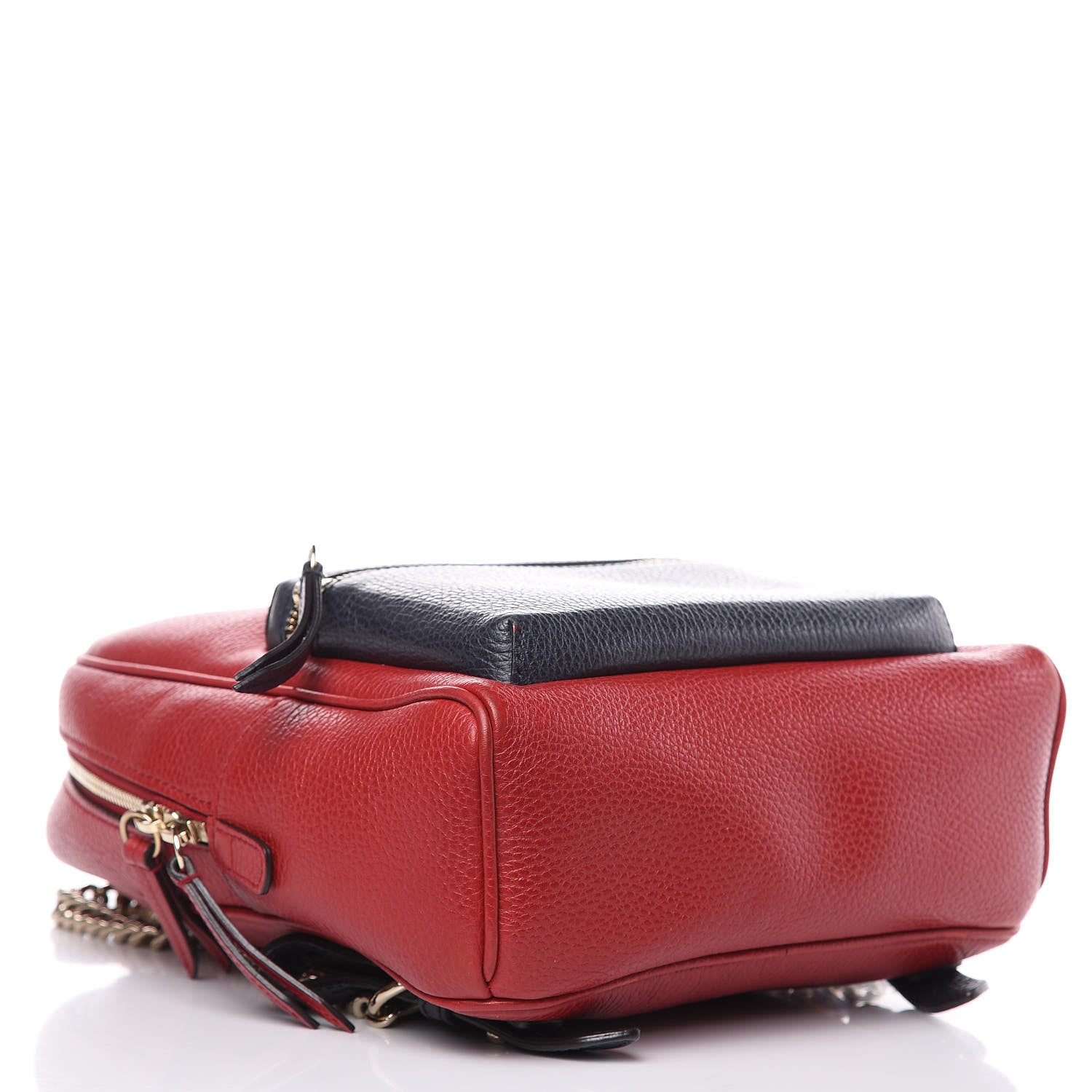 Gucci Pebbled Calfskin Bi-Color Soho Chain Backpack Red Navy 4 of 12