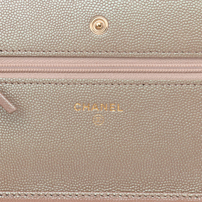 Chanel Iridescent Caviar Quilted Wallet On Chain WOC Beige 6 of 15