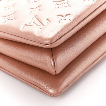 Louis Vuitton Metallic Lambskin Embossed Monogram Coussin BB Pink Gold 8 of 9