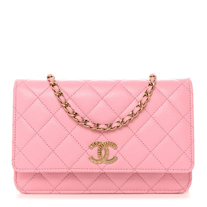 Chanel Caviar Quilted Multi Chain Wallet On Chain WOC Light Pink 1 of 11