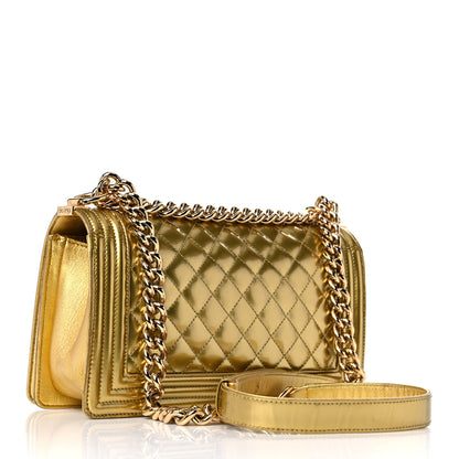 Chanel Metallic Patent Calfskin Quilted Medium Boy Flap Gold 3 of 16