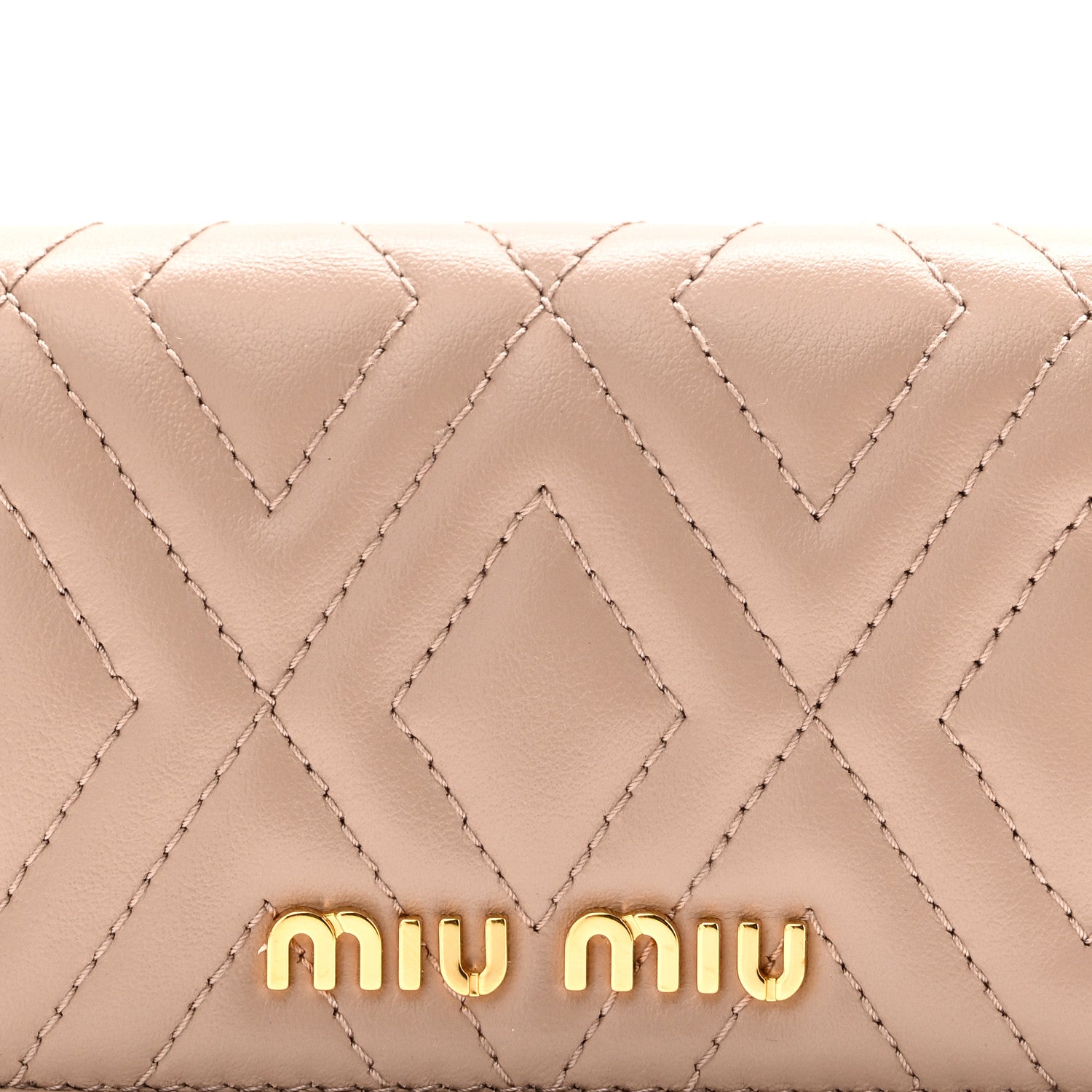Miu Miu Nappa Matelasse Flap Card Holder Key Ring Cammeo 7 of 7