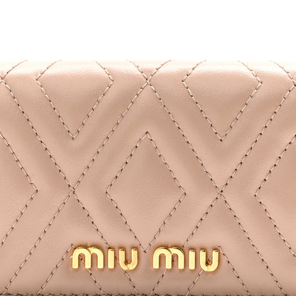 Miu Miu Nappa Matelasse Flap Card Holder Key Ring Cammeo 7 of 7