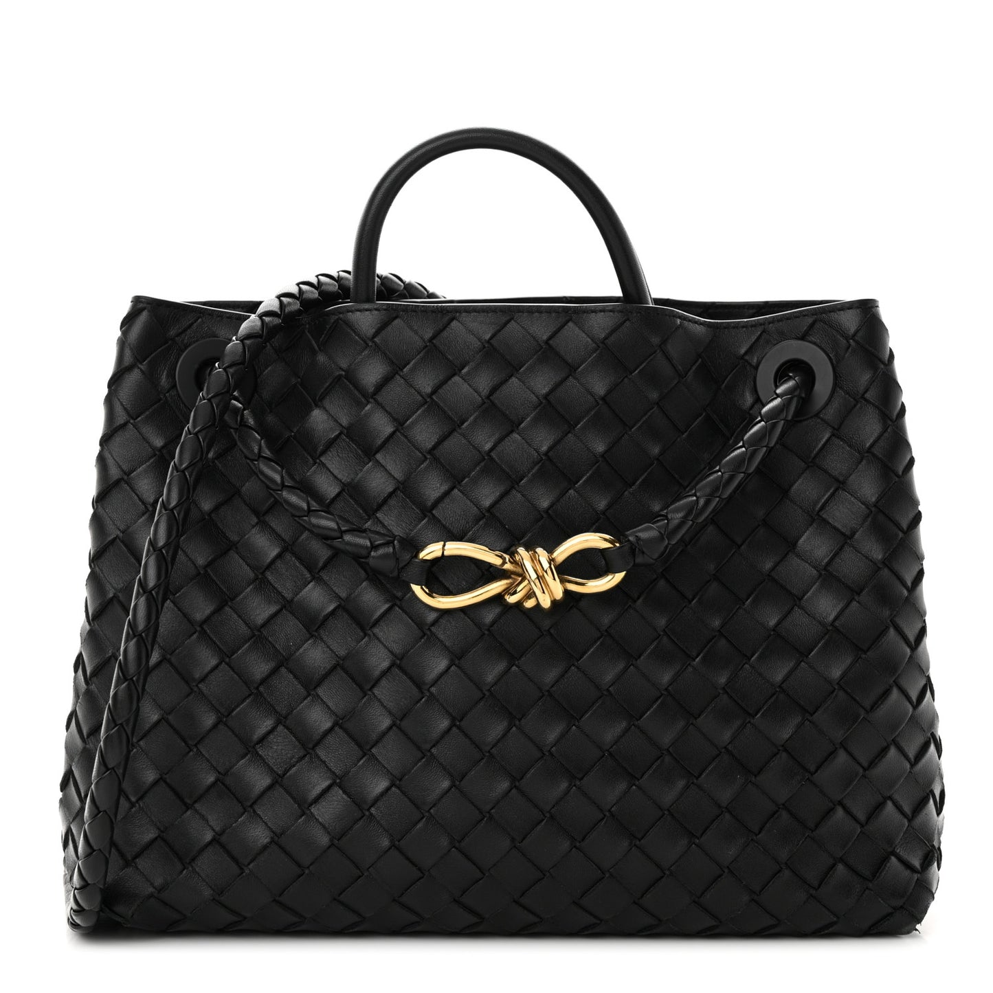 Nappa Intrecciato Medium Andiamo Shoulder Bag Black