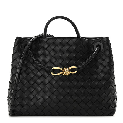 Bottega Veneta Nappa Intrecciato Medium Andiamo Shoulder Bag Black 1 of 12
