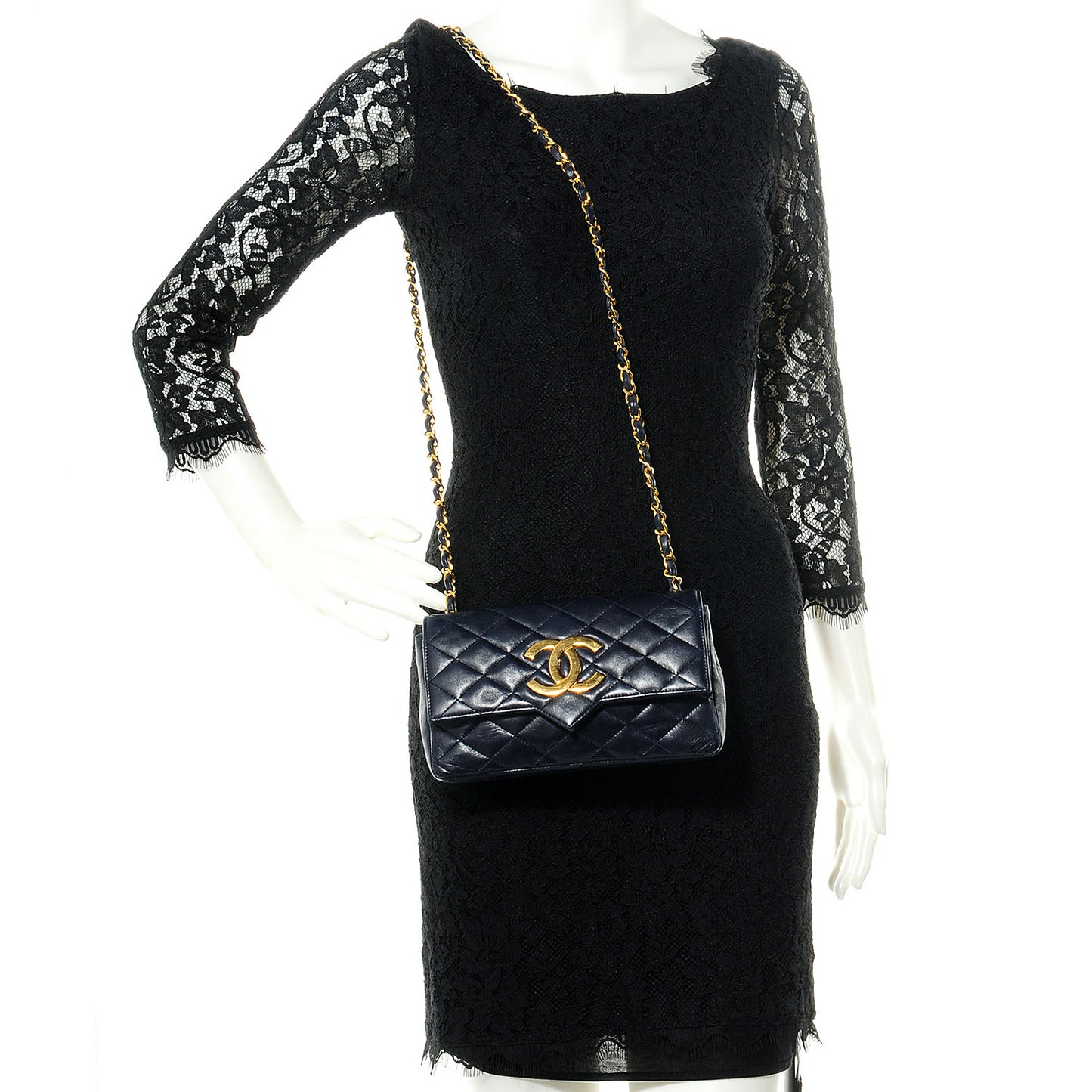 Lambskin CC Flap Small Navy