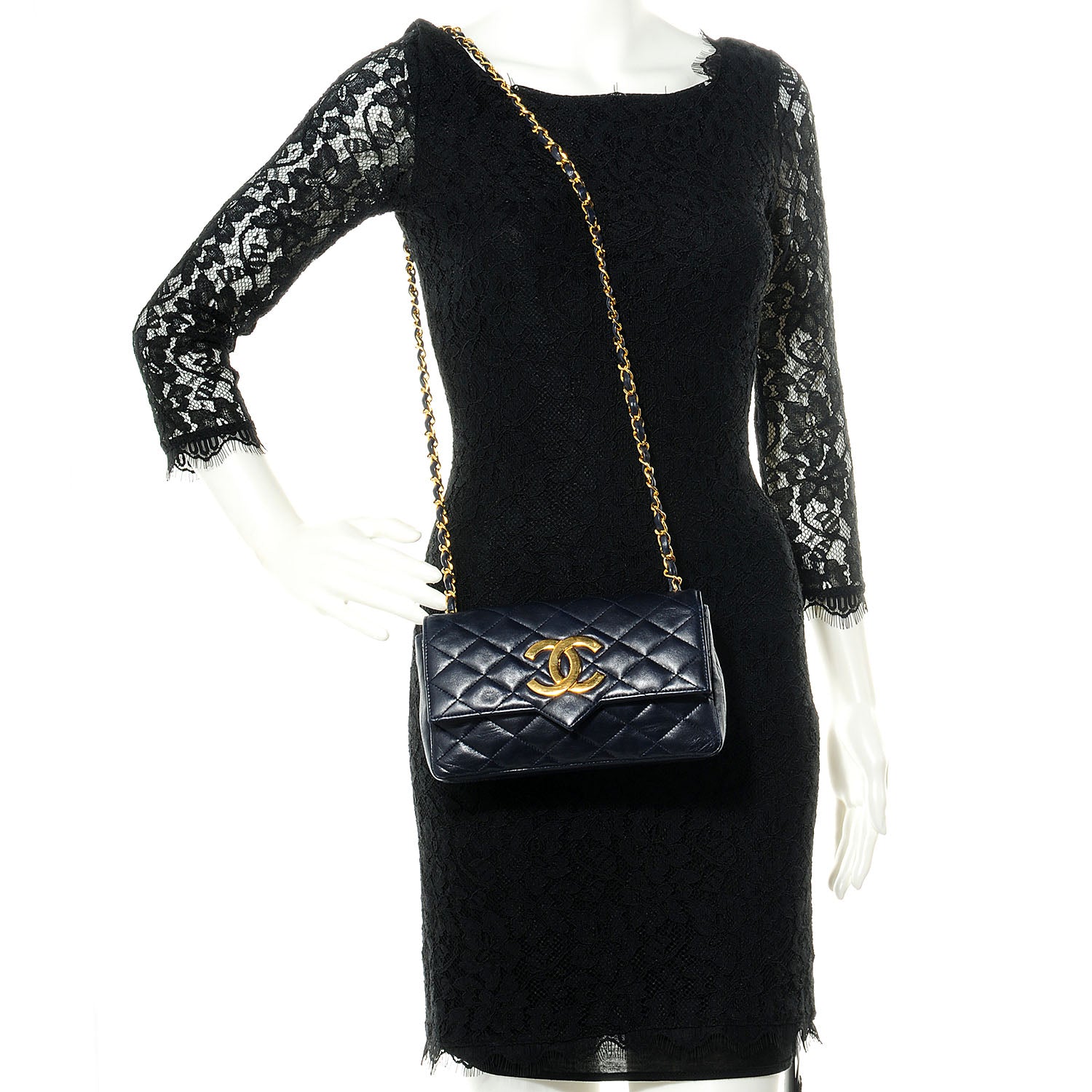 Chanel Lambskin CC Flap Small Navy 2 of 11