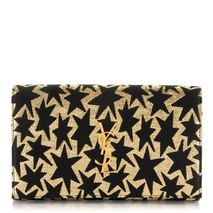 Saint Laurent Canvas Star Print Monogram Chain Wallet Gold Black 1 of 8