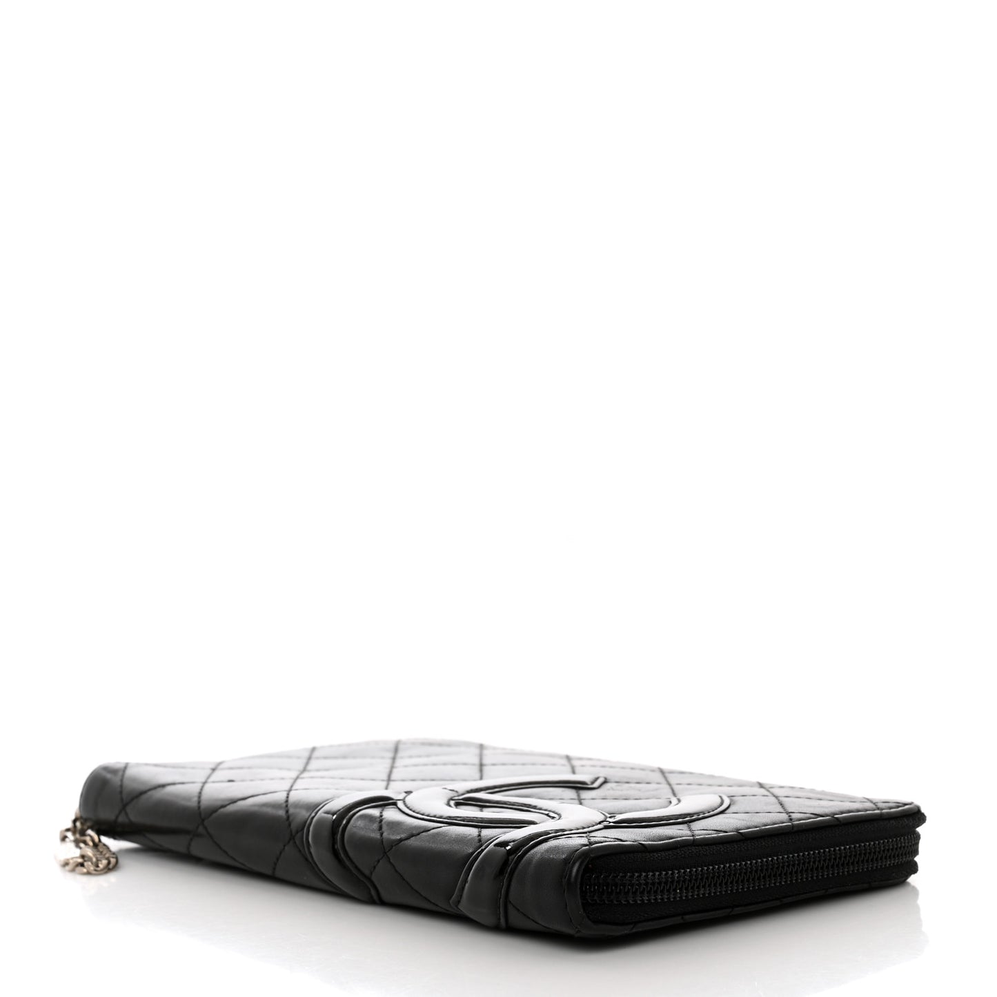 Calfskin Cambon Zip Around Organizer Wallet Black