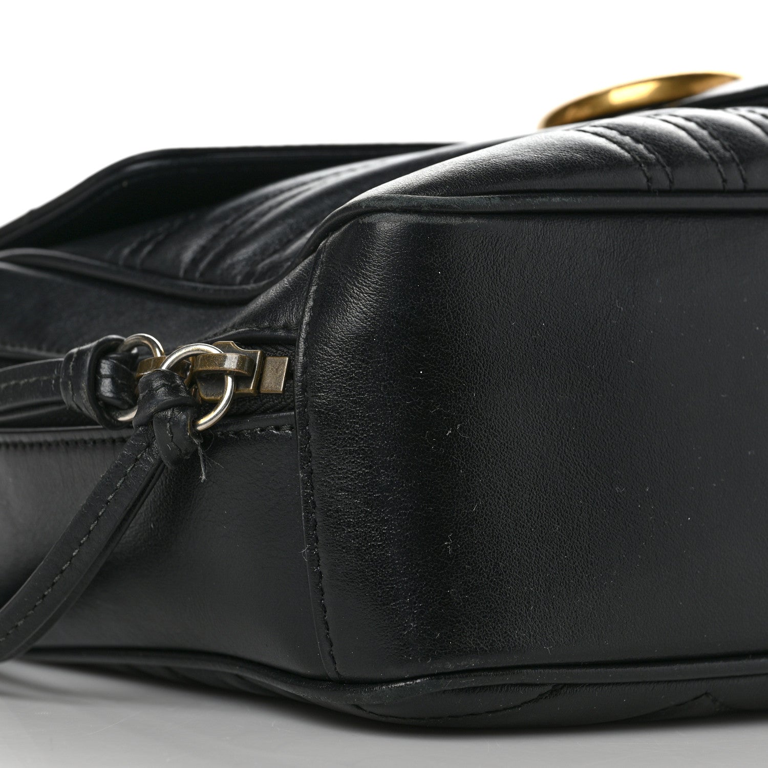 Gucci Calfskin Matelasse Sylvie Web Small GG Marmont Top Handle Shoulder Bag Black 8 of 14