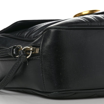 Gucci Calfskin Matelasse Sylvie Web Small GG Marmont Top Handle Shoulder Bag Black 8 of 14